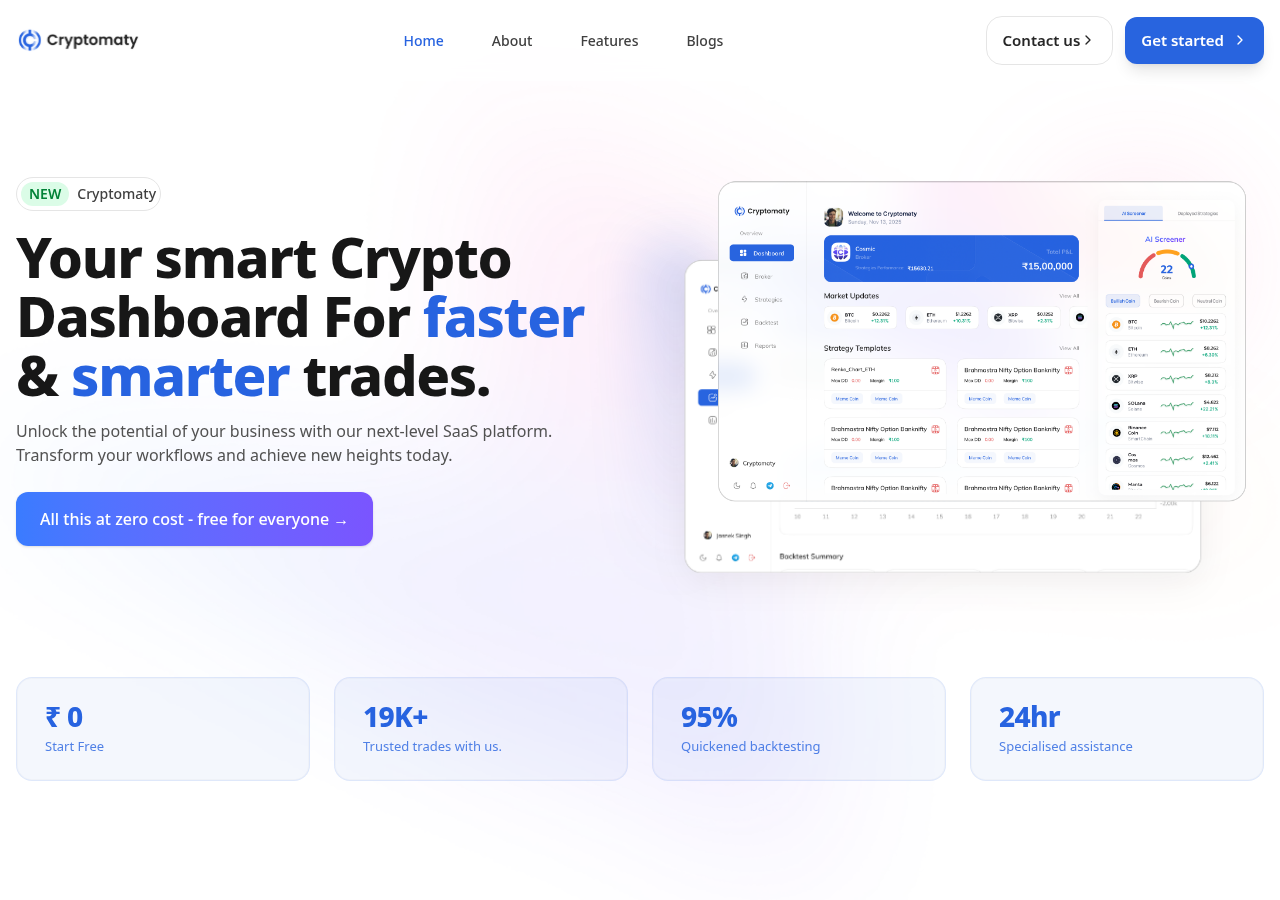 Cryptomaty platform — crypto trading strategy dashboard